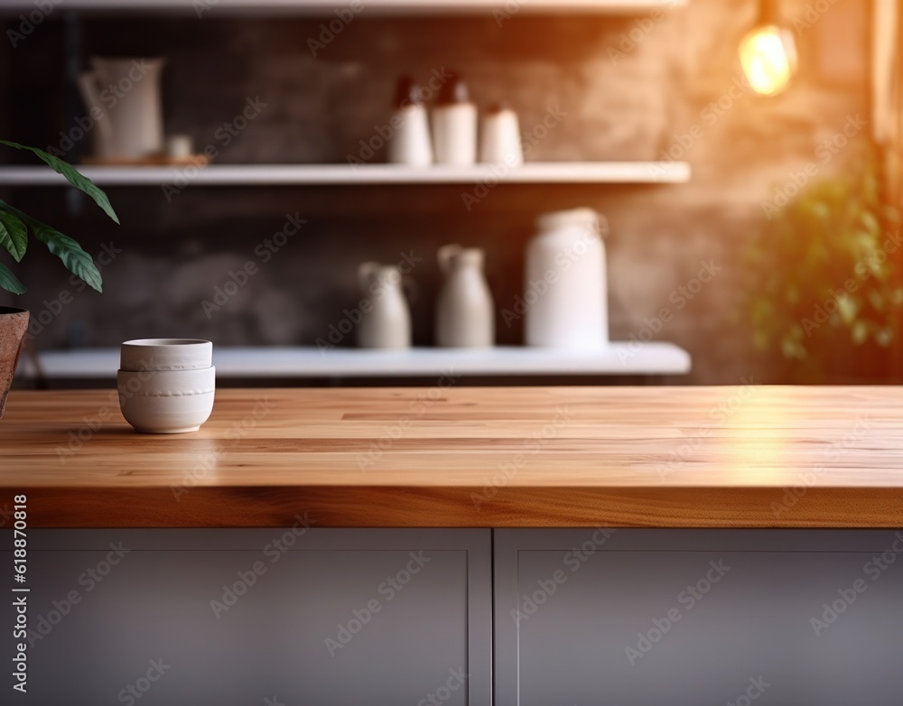 Blurred kitchen background. Illustration AI Generative. Blurred kitchen background. Illustration AI Generative.