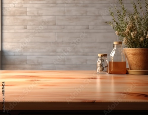 Blurred kitchen background. Illustration AI Generative.