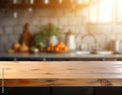 Blurred kitchen background. Illustration AI Generative. © olegganko