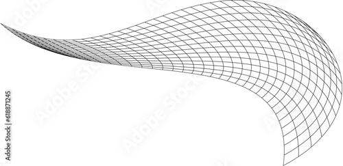 Net flying waving. Texture wave textile. Fabric square cells sea wind. Vector illustration rolling hills. Flag windy stream flow. Network structure surface checkered background sport lines border.