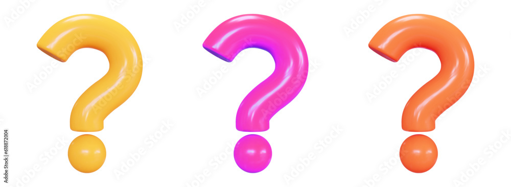 3d yellow neon and orange question mark. Faq problem solution symbol. Vector illustration on isolated background. 3d yellow neon and orange question mark. Faq problem solution symbol. Vector illustration on isolated background.