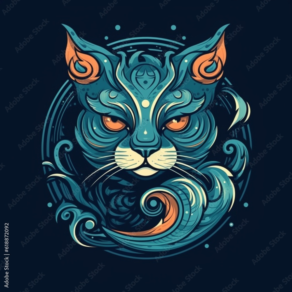 Colorful cat head logo design Ai generated art Colorful cat head logo design Ai generated art