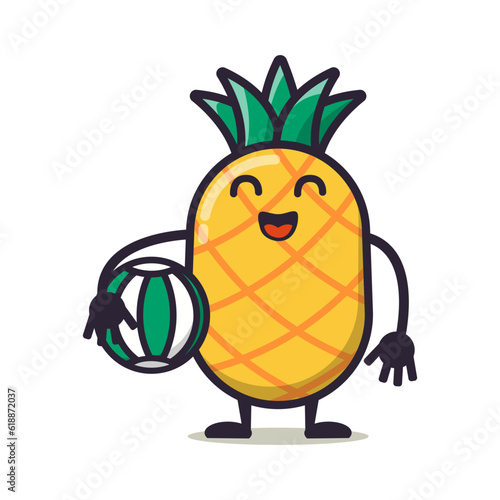 cute pineaple cartoon mascot character funny expression
