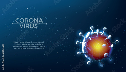 Corona virus germ. 3d covid background, medical hiv or allergy disease, abstract computer macro cell, healthcare bacterias. Medicine banner template. Covid-19 pandemic. Vector pharmacy concept