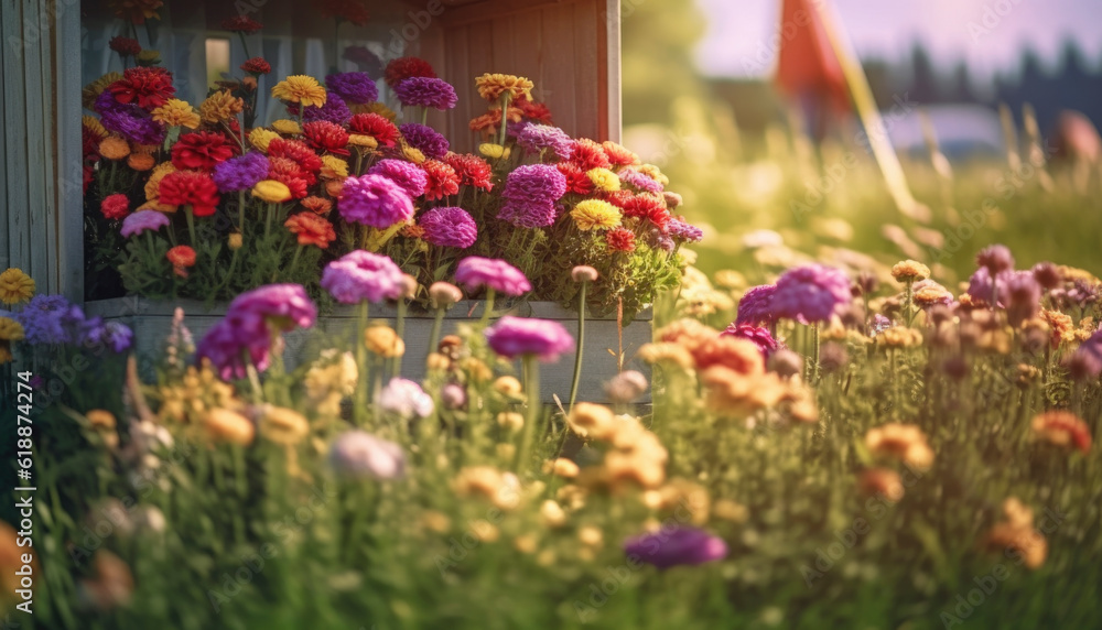 Beautiful flowers in the sumemr sun of solstice and midsummer. Generative AI illustrations Beautiful flowers in the sumemr sun of solstice and midsummer. Generative AI illustrations