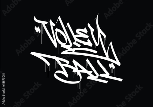volley ball word graffiti tag