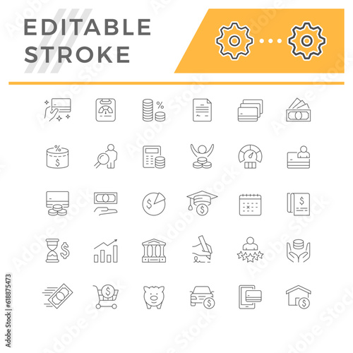 Set line icons of credit
