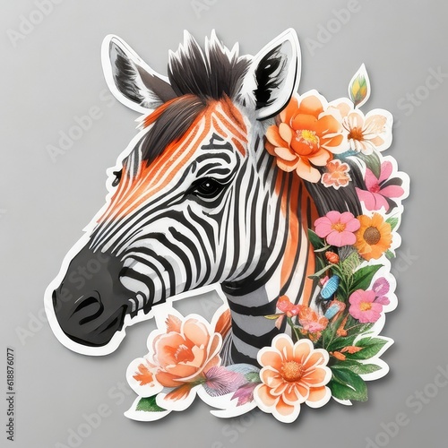print, stickers, zebra and flower AI