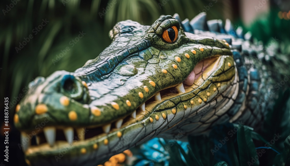 Obraz premium Furious crocodile open mouth shows aggression generated by AI