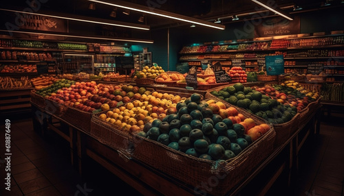 Fresh organic fruits and veggies in abundance generated by AI