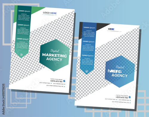 Corporate business flyer template design marketing, business proposal, promotion, advertise, publication, cover page. new digital marketing flyer set