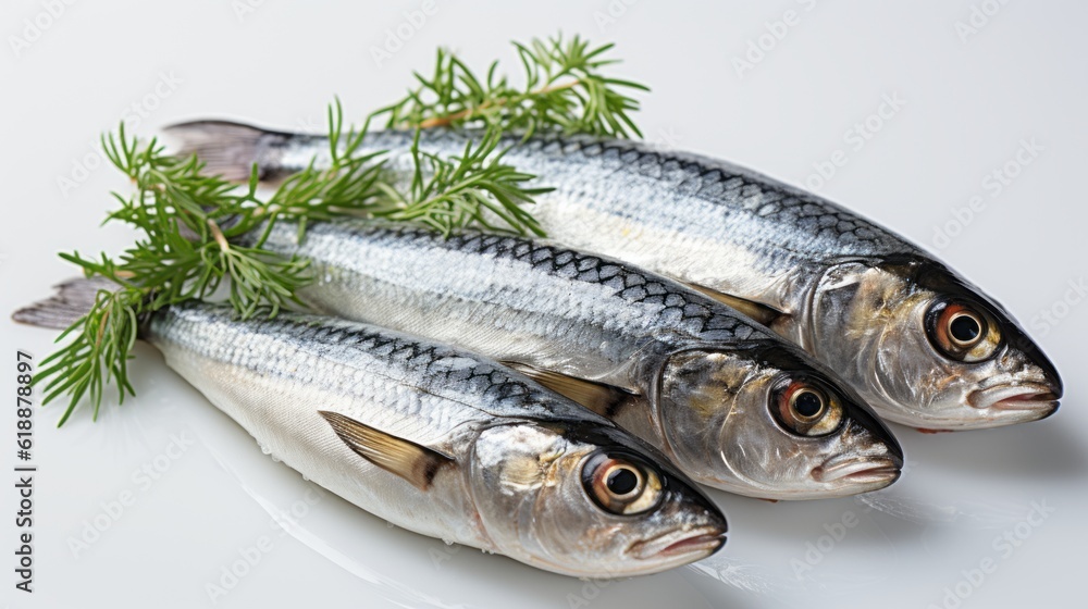 raw sardines isolated on white background