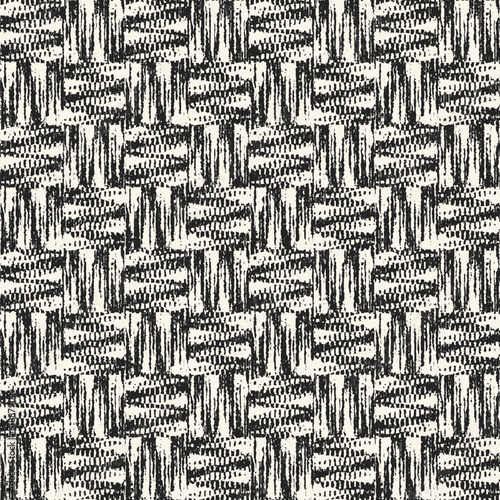 Monochrome Irregularly Woven Textured Checked Pattern