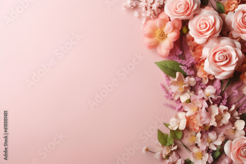 leaf background valentine bouquet wedding flower pink vintage nature floral blossom. Generative AI. © SHOTPRIME STUDIO