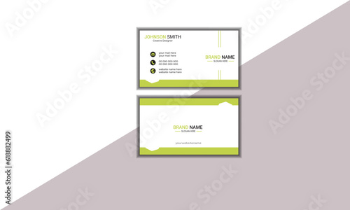 Modern and simple business card design with yellow and dark black color