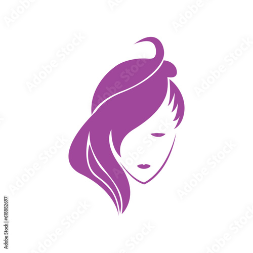 Woman hair salon logo vector art illustration.