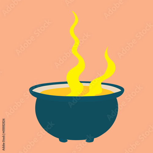 halloween cauldron vector in minimal style