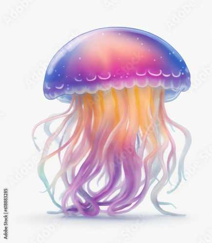 pink rainbow jellyfish on white background