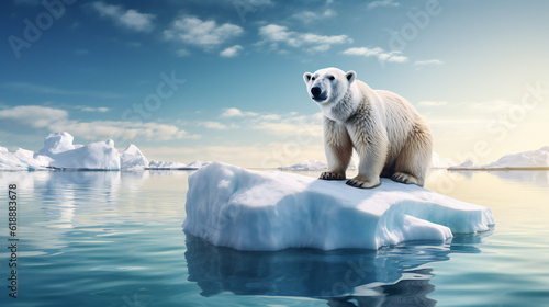 Polar Bear, Polar bear on ice floe. Melting iceberg and global warming