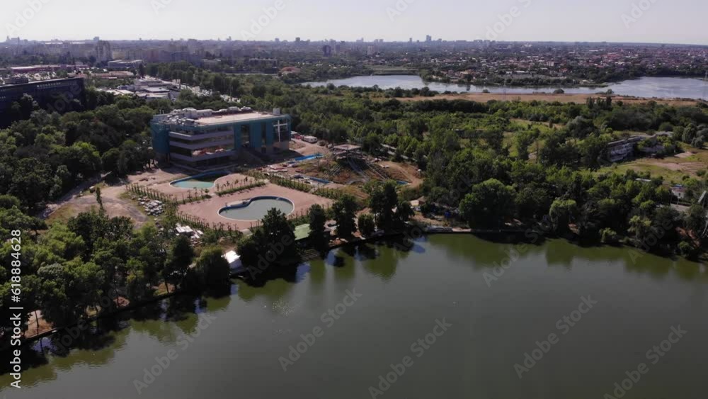 Pantelimon public park in Bucharest, Romania. View from the drone Pantelimon public park in Bucharest, Romania. View from the drone