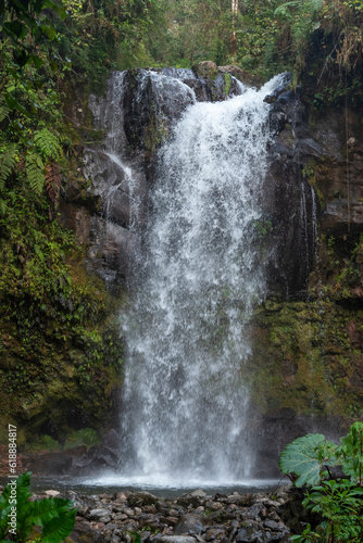 The Lost Waterfalls inside a cloud forest  Boquete  Panama - stock photo