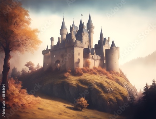 A mystical castle, landscape made with Generative AI.