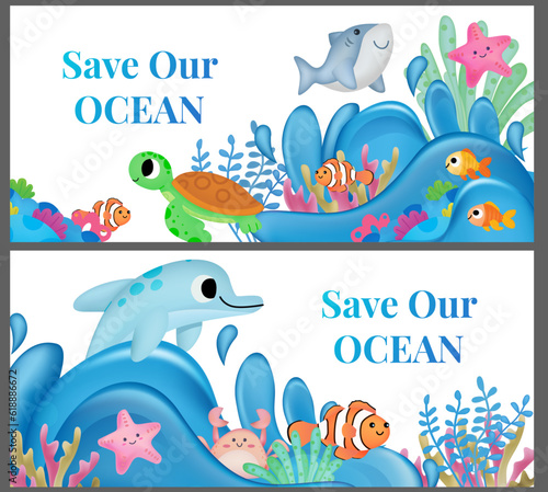 banner save ocean, save sea