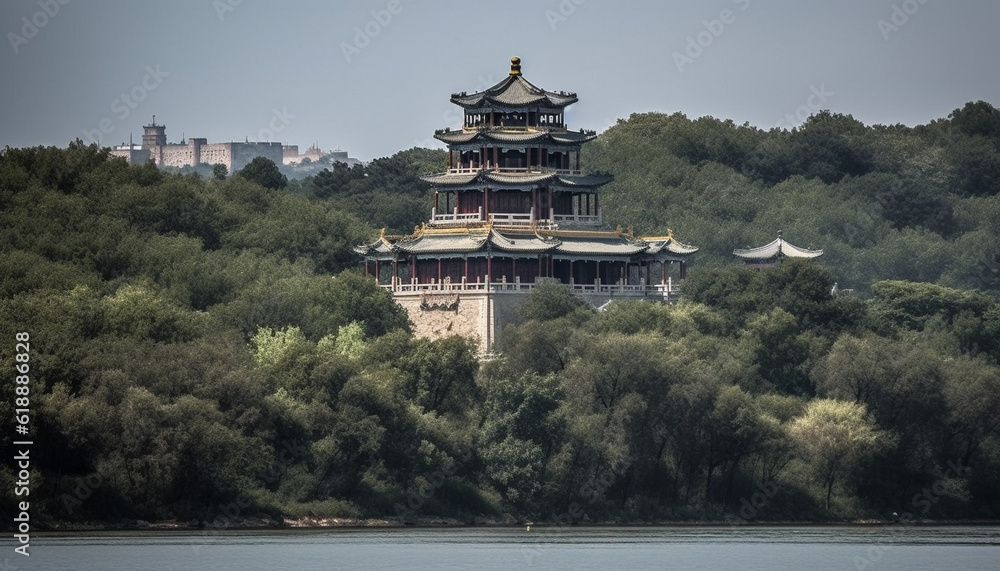 custom made wallpaper toronto digitalAncient pagoda stands tall in Beijing landscape generated by AI
