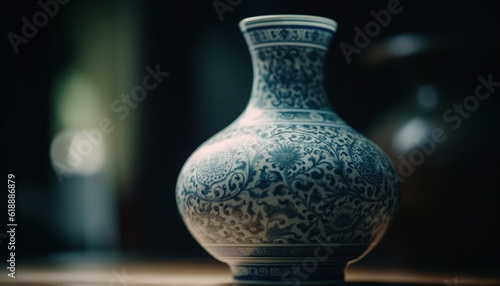 Ornate earthenware vase, antique Turkish souvenir decoration generated by AI