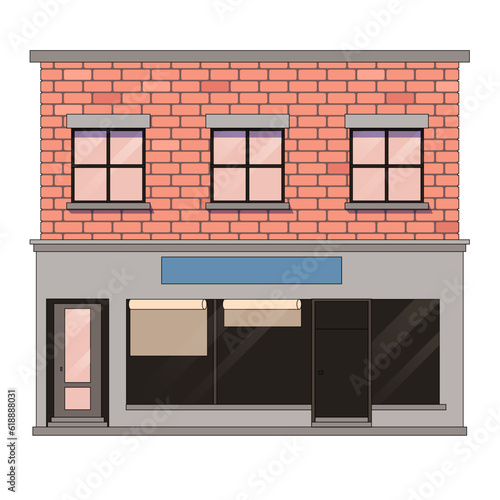 residential building with a store on the ground floor, vector illustration