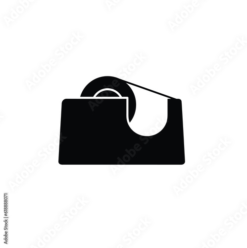 Tape dispenser flat silhouette vector on white background. Office supply icons. Stationery symbols. Item for office concept.