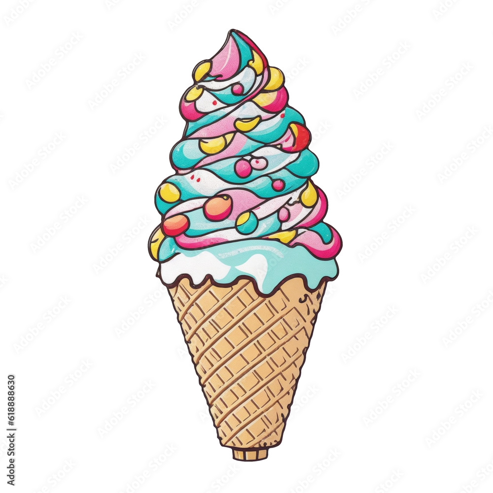 An ice cream cone covered with colorful sprinkles sticker
