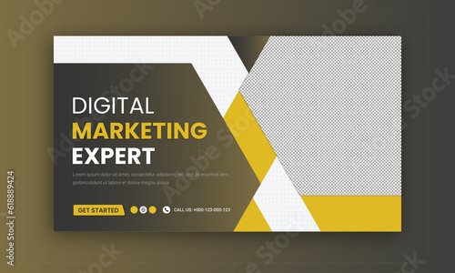 Corporate business and digital marketing youtube thumbnail or web banner template