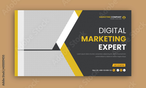 Corporate business and digital marketing youtube thumbnail or web banner template