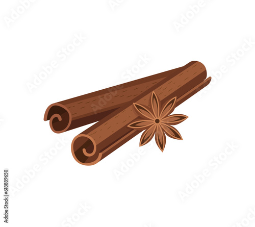 Vector illustration of Cinnamon Sticks species isolated on white background