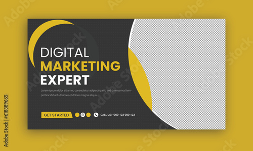 Corporate business and digital marketing youtube thumbnail or web banner template