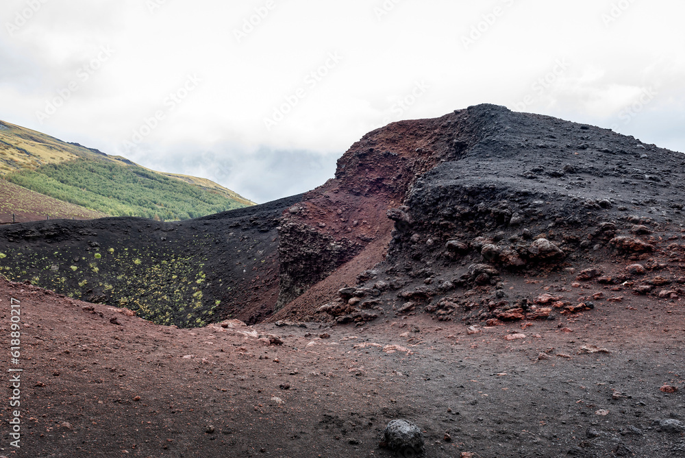 Etna volcano craters in Sicily, Italy. The highest volcano in Europe