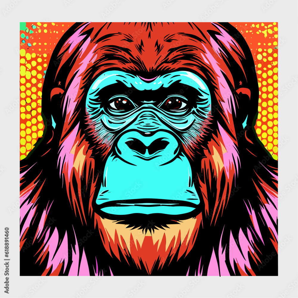 Vector graphic  wall art,  with orangutan