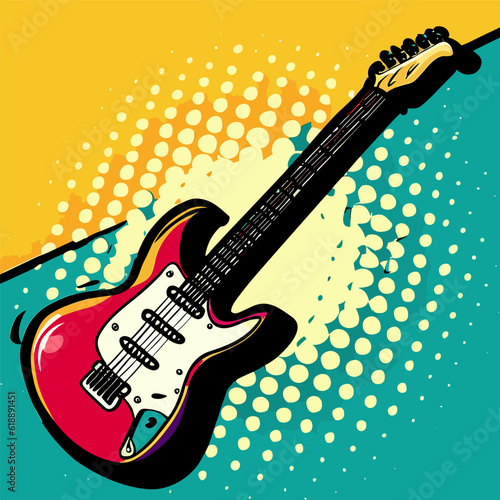 Vector graphic wall art,  with electro guitar