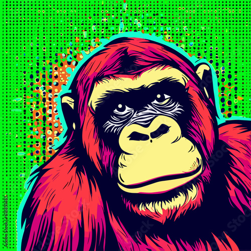 Vector graphic  wall art,  with orangutan photo