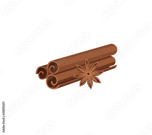 Vector illustration of Cinnamon Sticks species isolated on white background