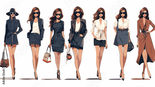 Fashion models cute white vector illustration