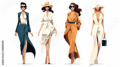 Fashion models cute white vector illustration