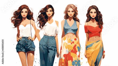 Fashion models cute white vector illustration