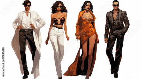 Fashion models graphic novel whi vector illustration
