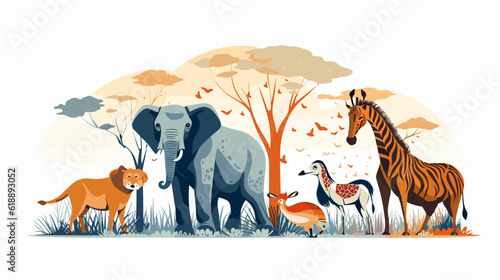 various animal illustrations safari, africa