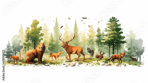 forest animals wild nature graphic novel illust vector illustration © LofiAnimations