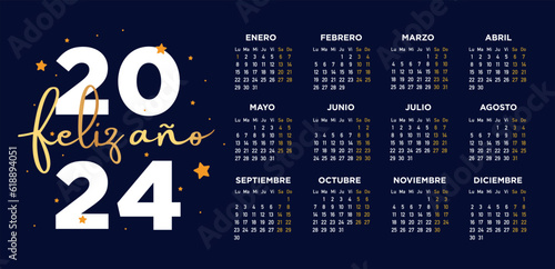 feliz 2024 año calendario español	
