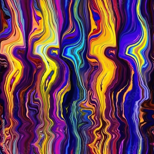 Liquid psychedelic seamless repeat pattern colorful metal background 