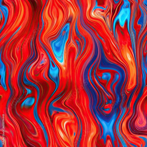 Liquid psychedelic seamless repeat pattern colorful metal background 